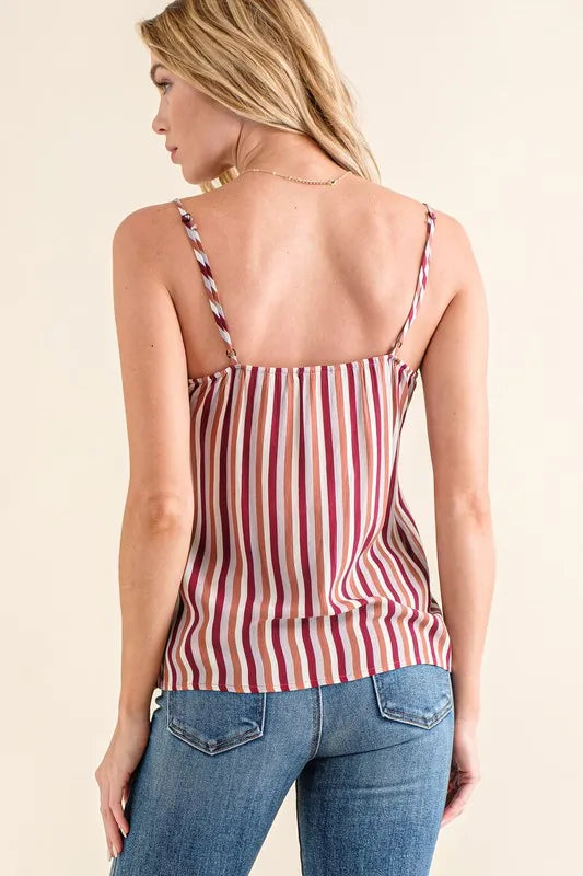 Stripe Print with Lace Cami