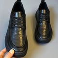 Men's Lightweight Leather Dress Shoes - Soft Sole Casual Lace-Up Oxfords
