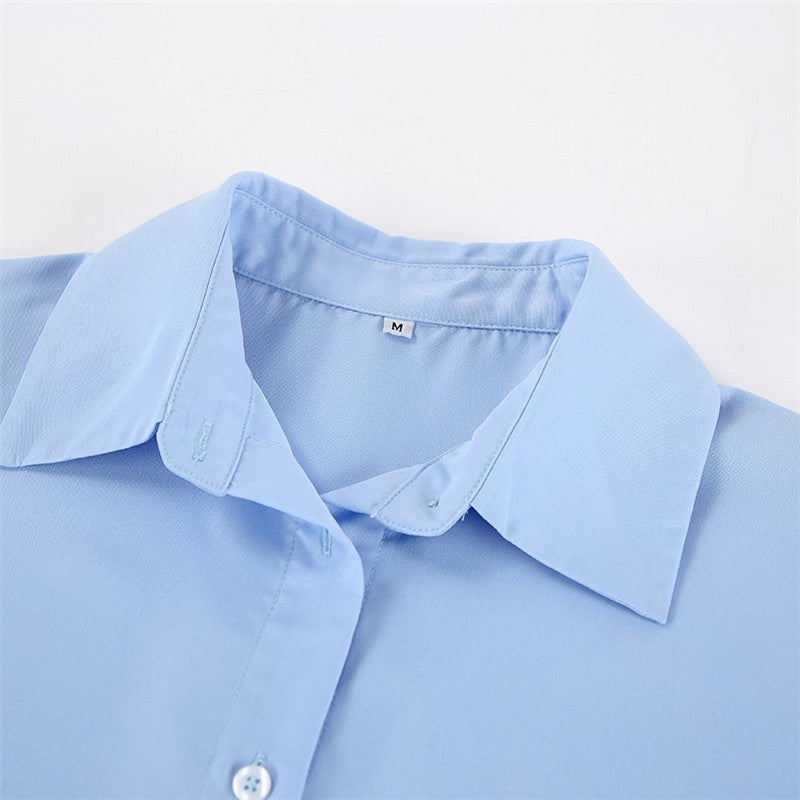 Casual Solid Color Shirt and Pants Ensemble