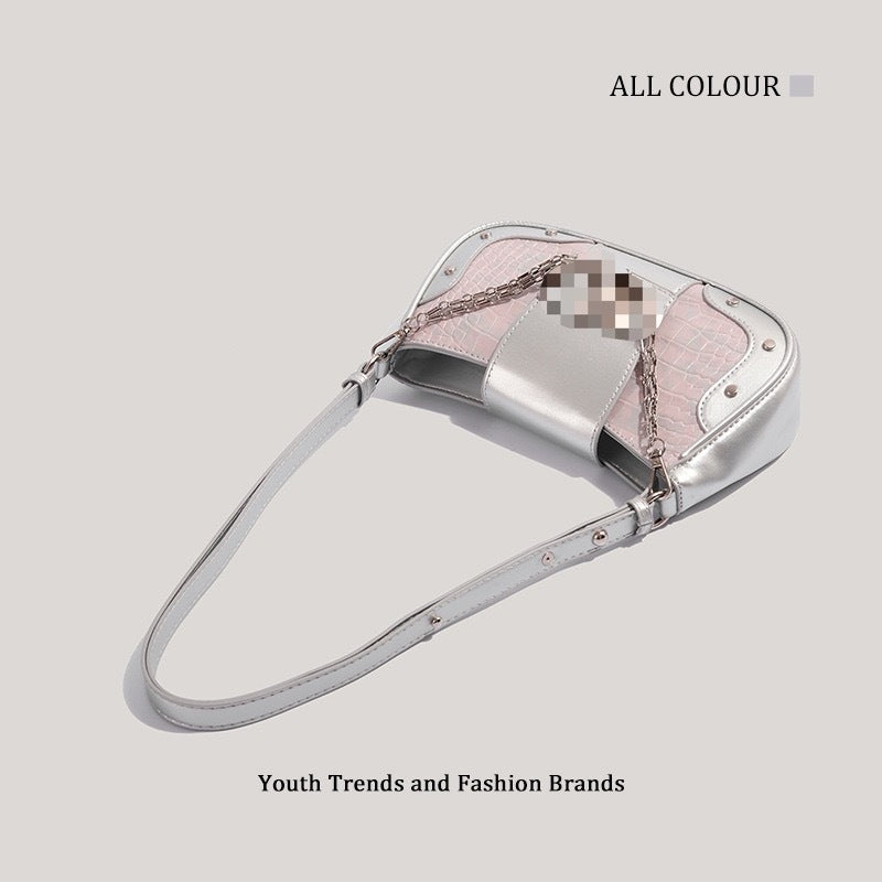 Mini Square Crossbody Bag for Women – PU Leather Shoulder & Underarm Bag with Chain Strap | Stone Pattern