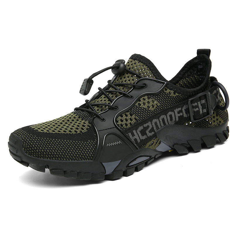 Men's Flyknit Hiking Shoes – Lightweight Non-Slip Outdoor Sneakers with Elastic Closure