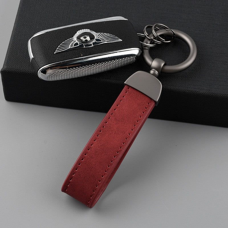 Solid Color Metal Leather Keychain Fashion Accessory