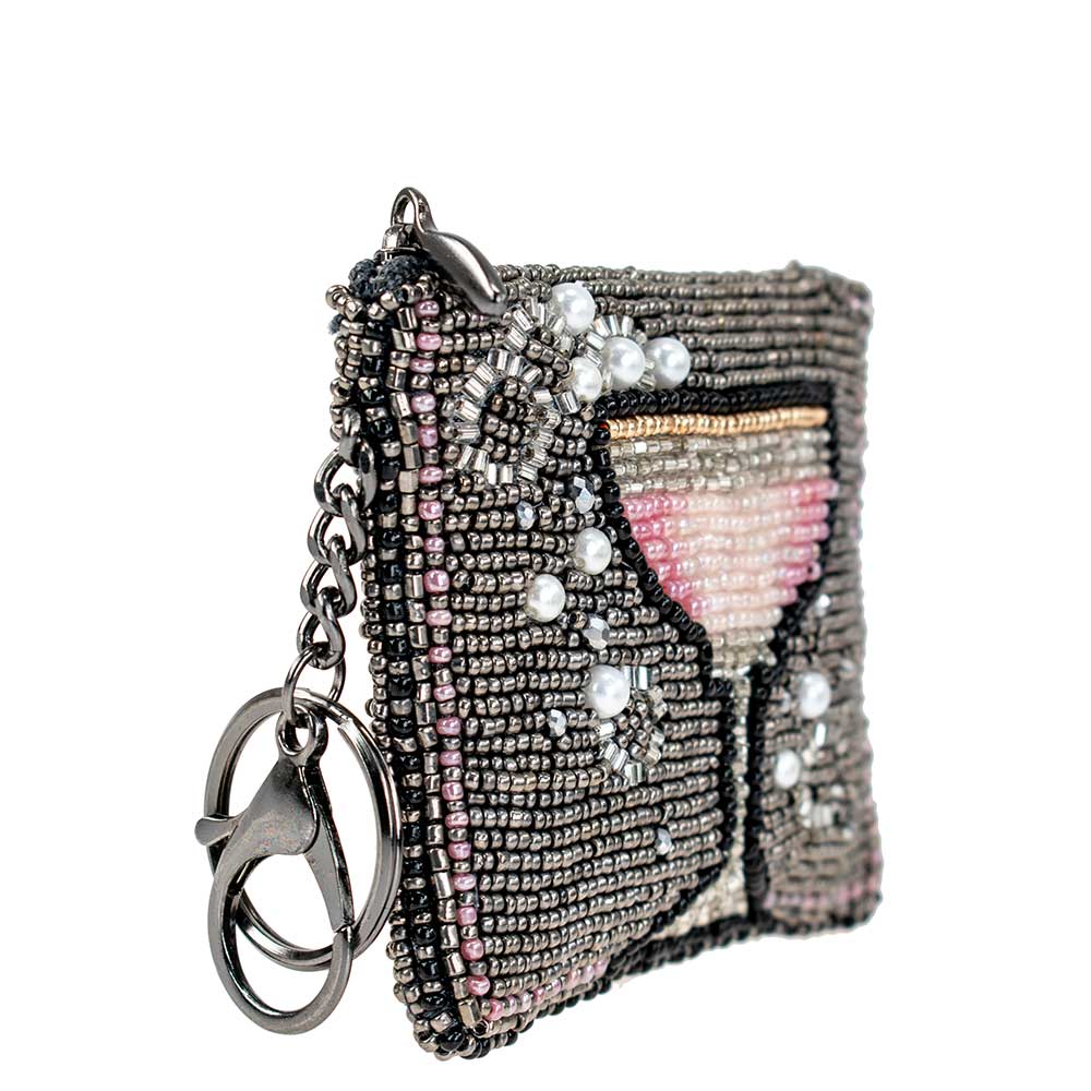 Mary Frances Pink Champagne Beaded Coin Purse/Key Fob