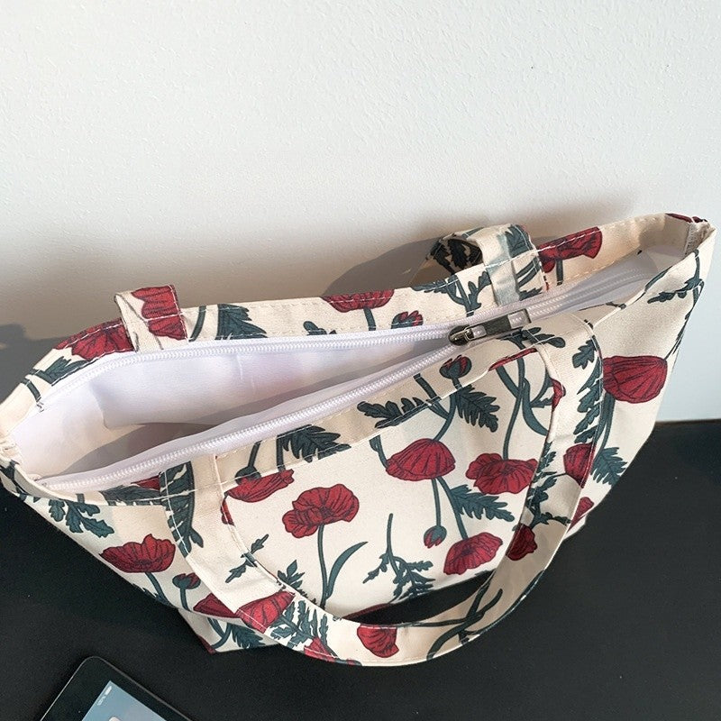 Fresh Floral Grid Cloth Tote: A Stylish and Artistic Accessory