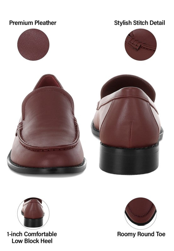Ninto Low Heel Pleather Loafers