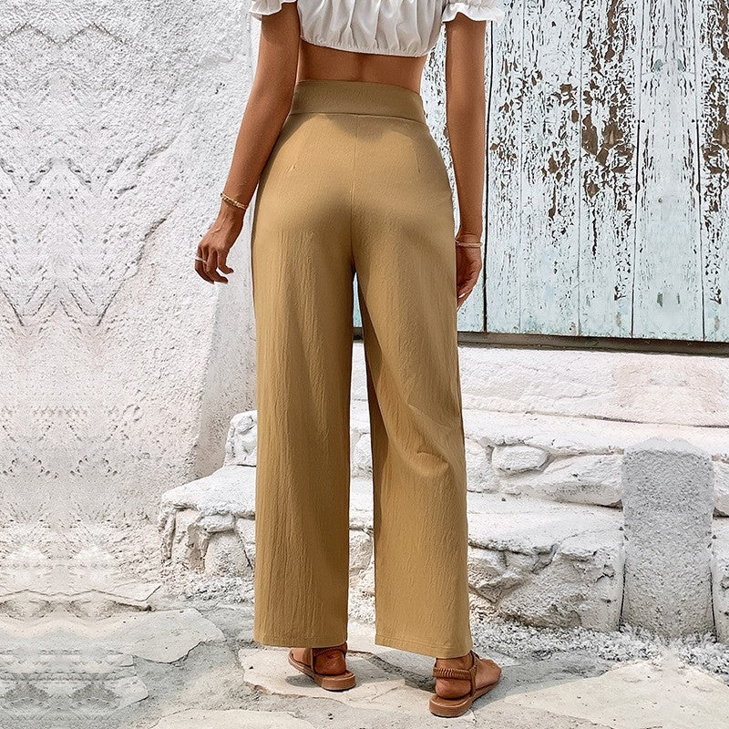 High-Waisted Straight Leg Solid Color Skinny Pants