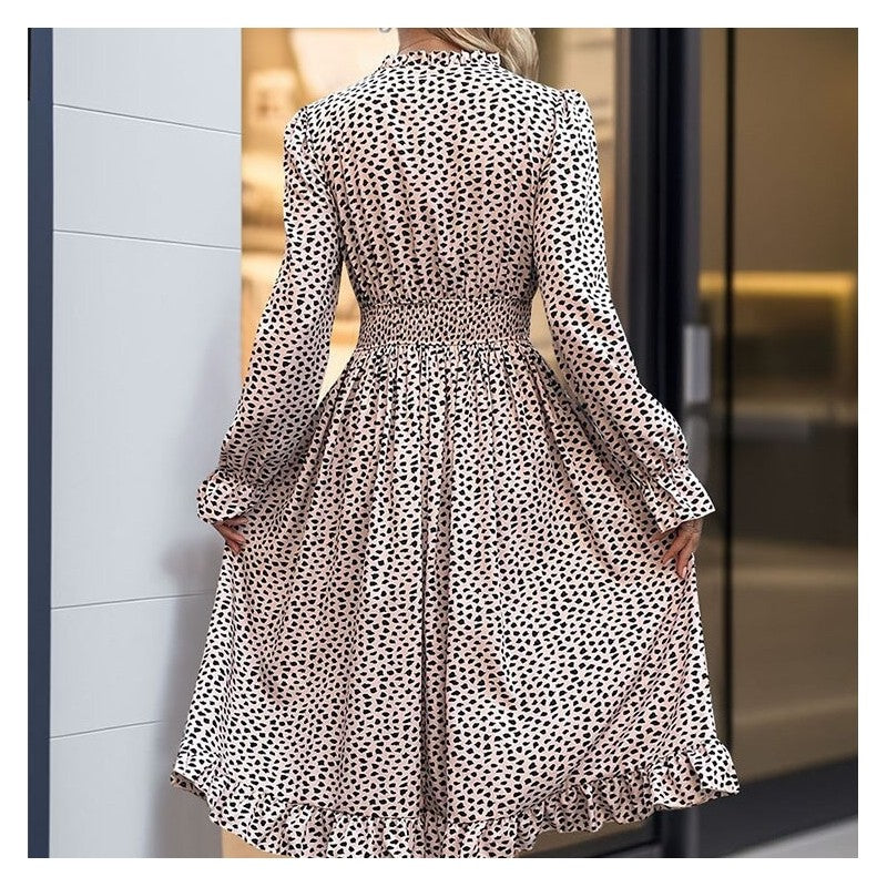Leopard Print Long Sleeve Dress - Trendy and Chic