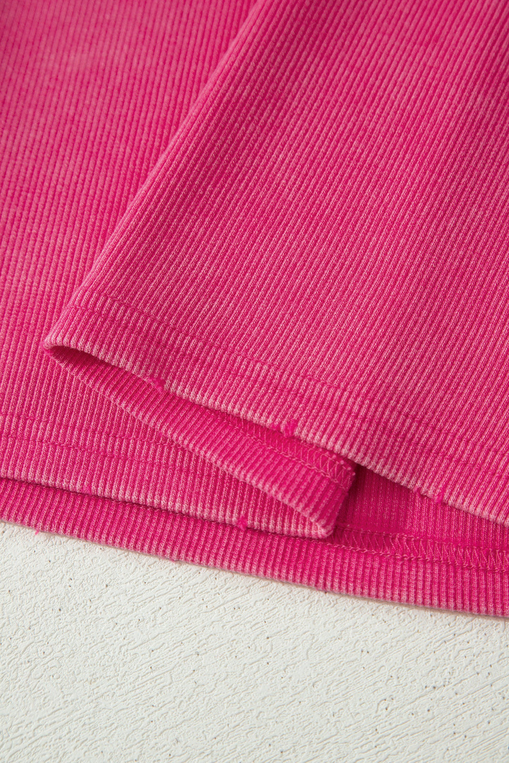 Bright Pink Vintage Distressed Ribbed Mineral Wash Tank Top