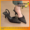 Women's Bow-Tie Pointed Toe Sandals - Elegant Pointed Toe Mid Heel Shoes