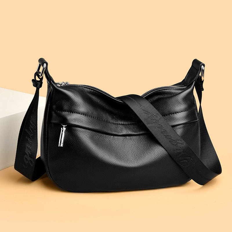 Women's Top-Grain Genuine Leather Crossbody Bag – Large Capacity Minimalist Shoulder Bag