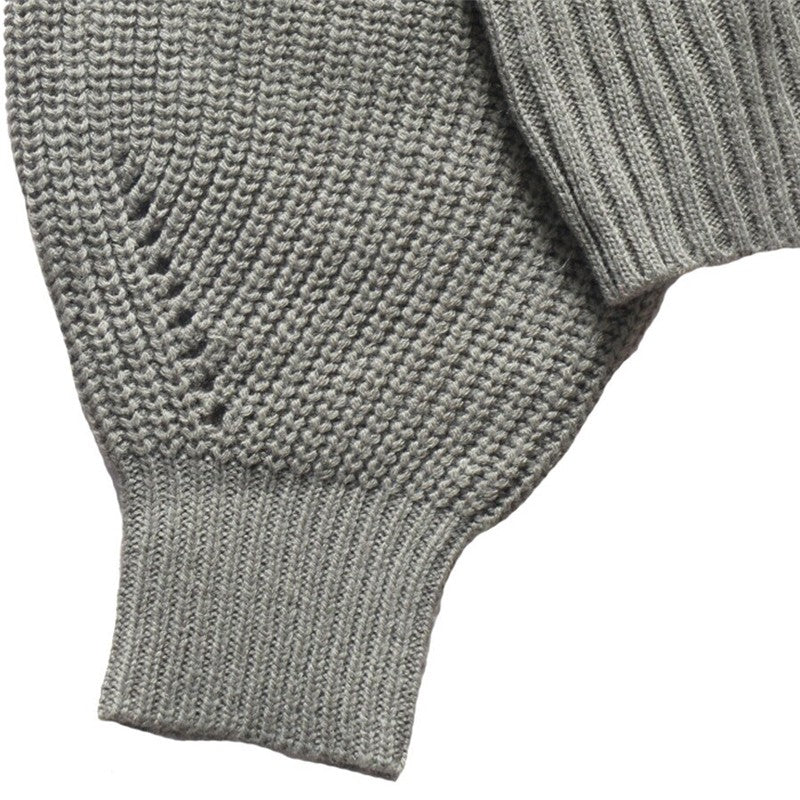 Sexy Hollow Out Solid Color Turtleneck Knit Sweater