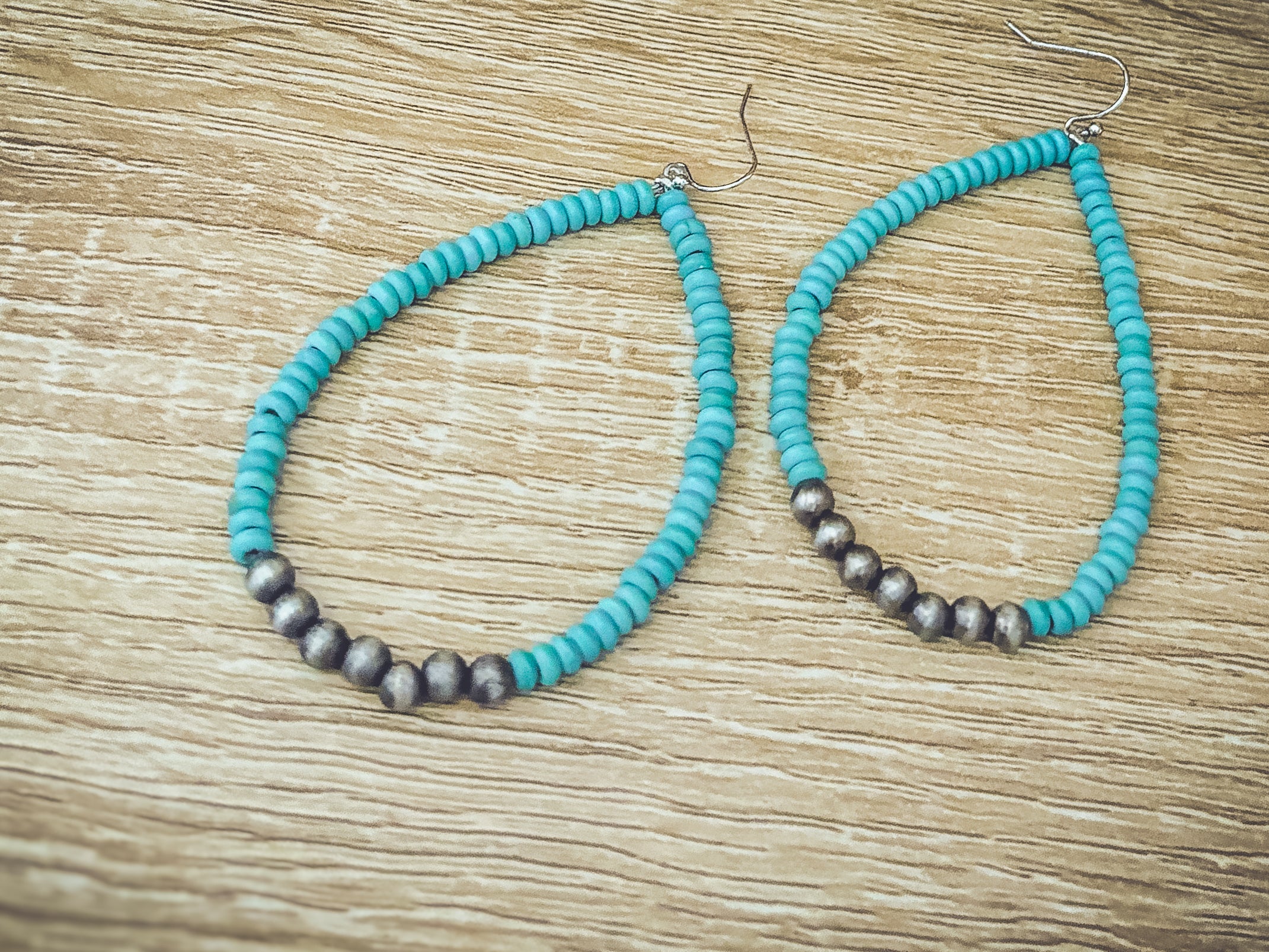Beautiful Turquoise and Navajo Pearl Earrings