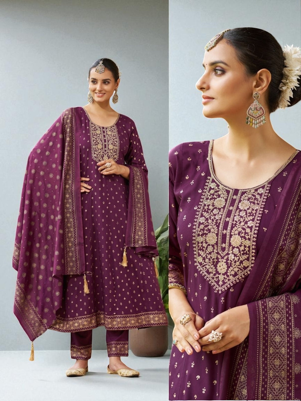 Wine : Plus size Kurti set