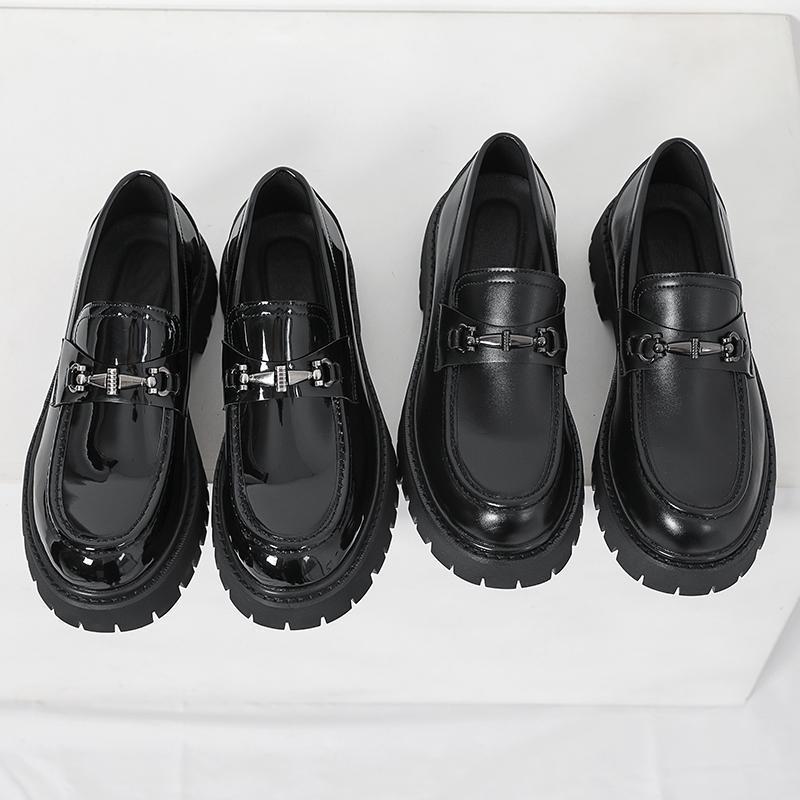 Men's Chunky Sole British Business Loafers – Wide Toe Slip-On Dress Shoes