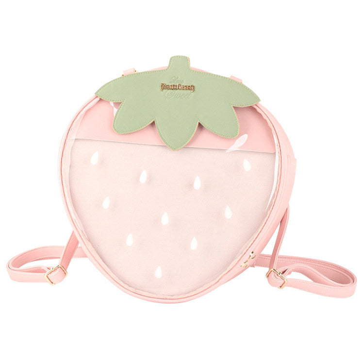 Strawberry Transparent Shoulder Bag | Soft-girl Lolita Tote | Red & Pink