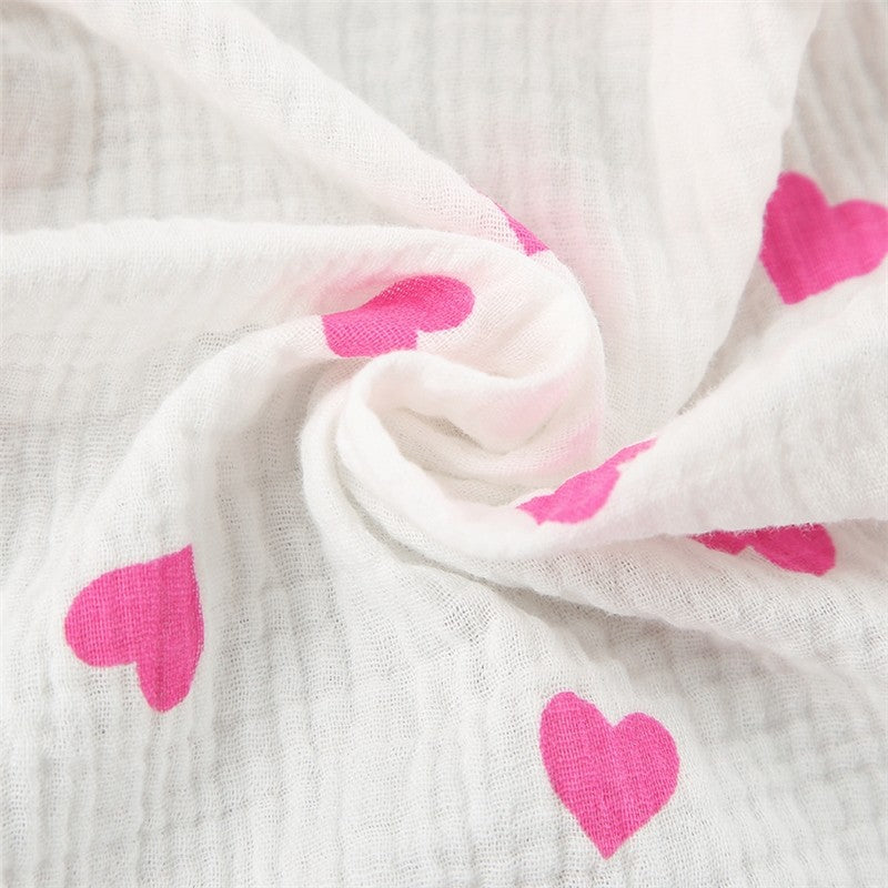 Heart Print Long Sleeve Tie-Waist Blouse and Shorts Set - Loungewear Suit