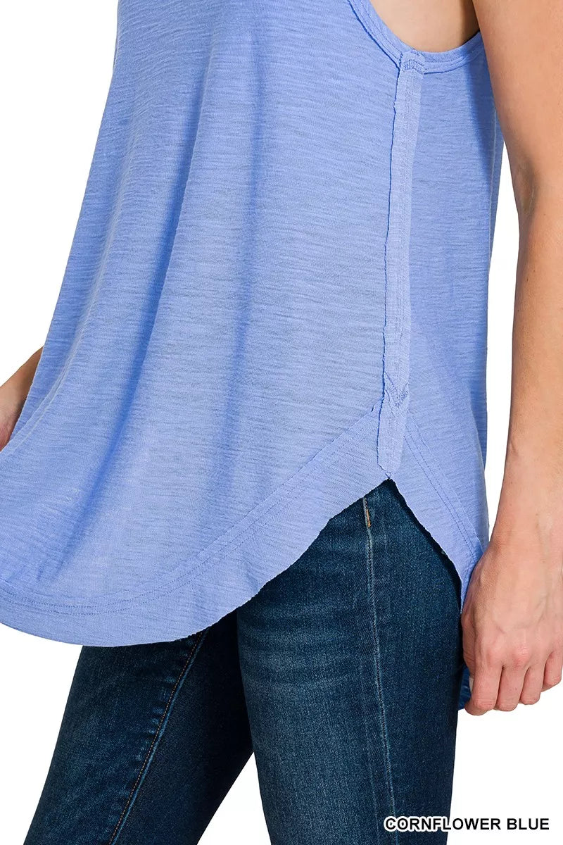 Curved Hem Slub Tunic Tank