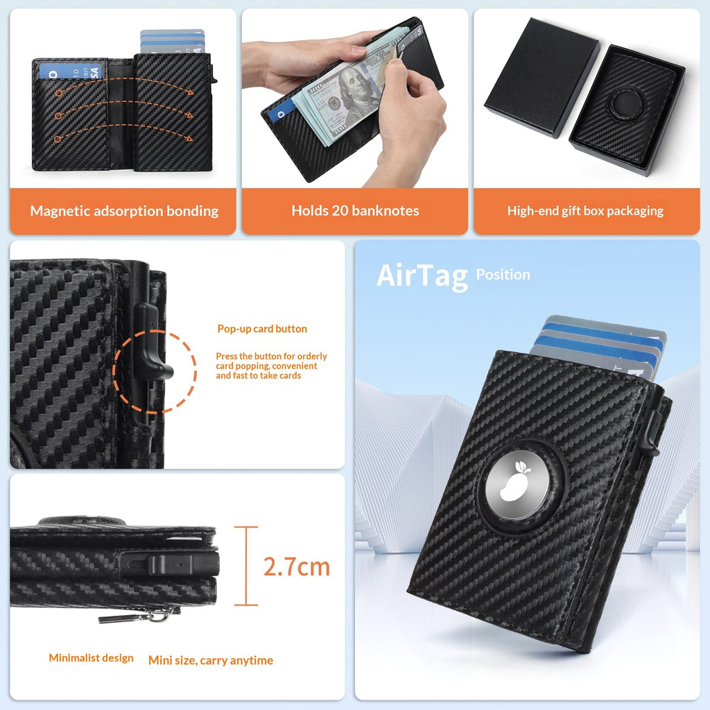 Men's Genuine Leather Trifold Wallet with RFID Protection & Multiple Card Slots
