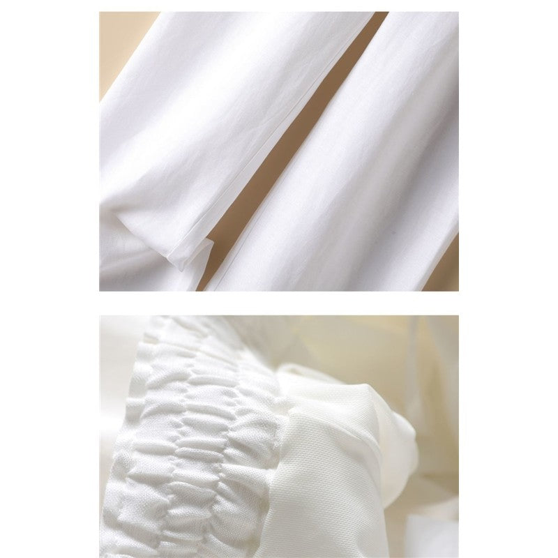 Women's High-Waisted Loose Cotton And Hemp Wide-Leg Casual Straight Pants