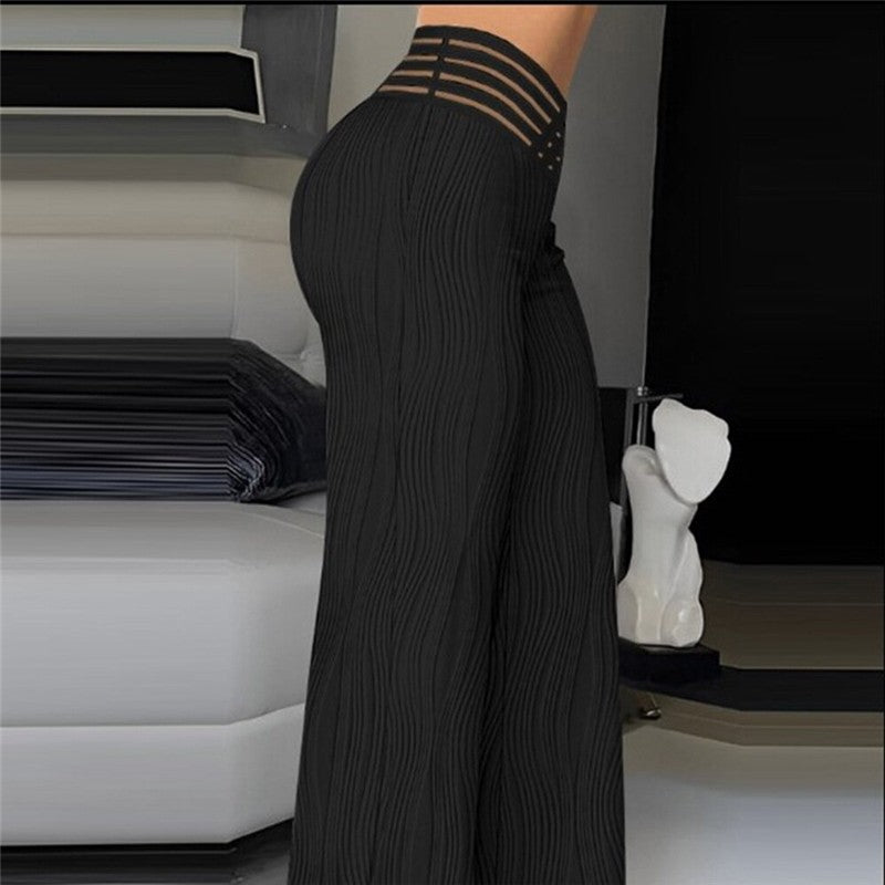 Solid Color Jacquard Stretch Bootcut Pants