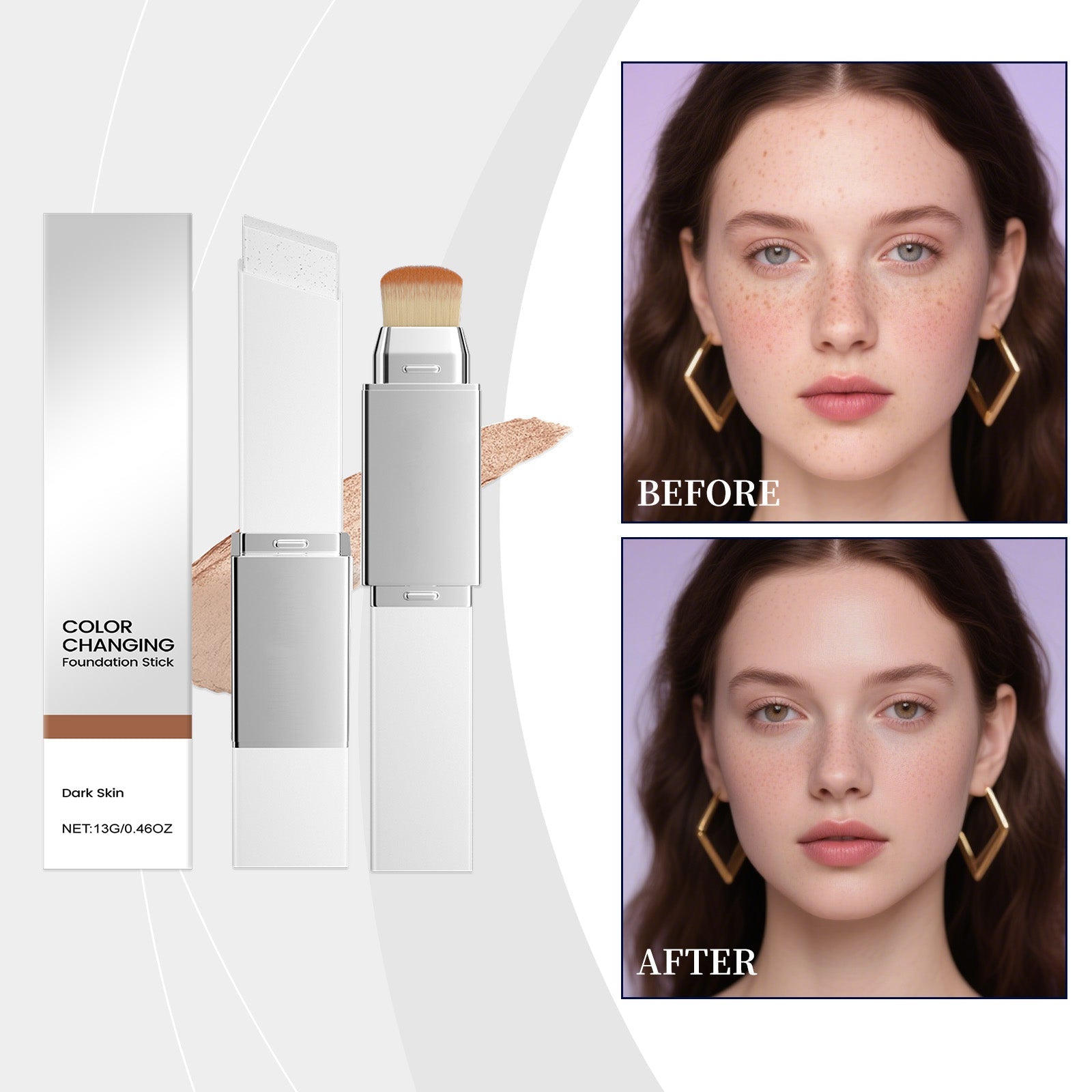 2-in-1 Color-Changing Foundation Stick Deep Skin Tone