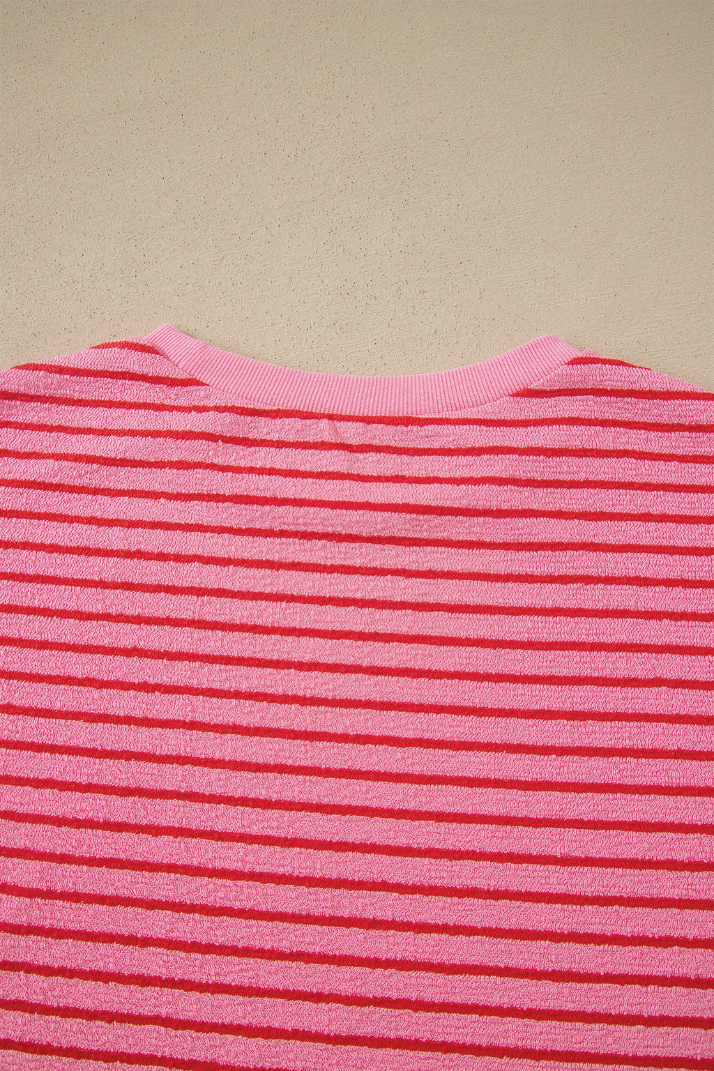 Rose Stripe Side Split Knit Tee Drawstring Shorts Set