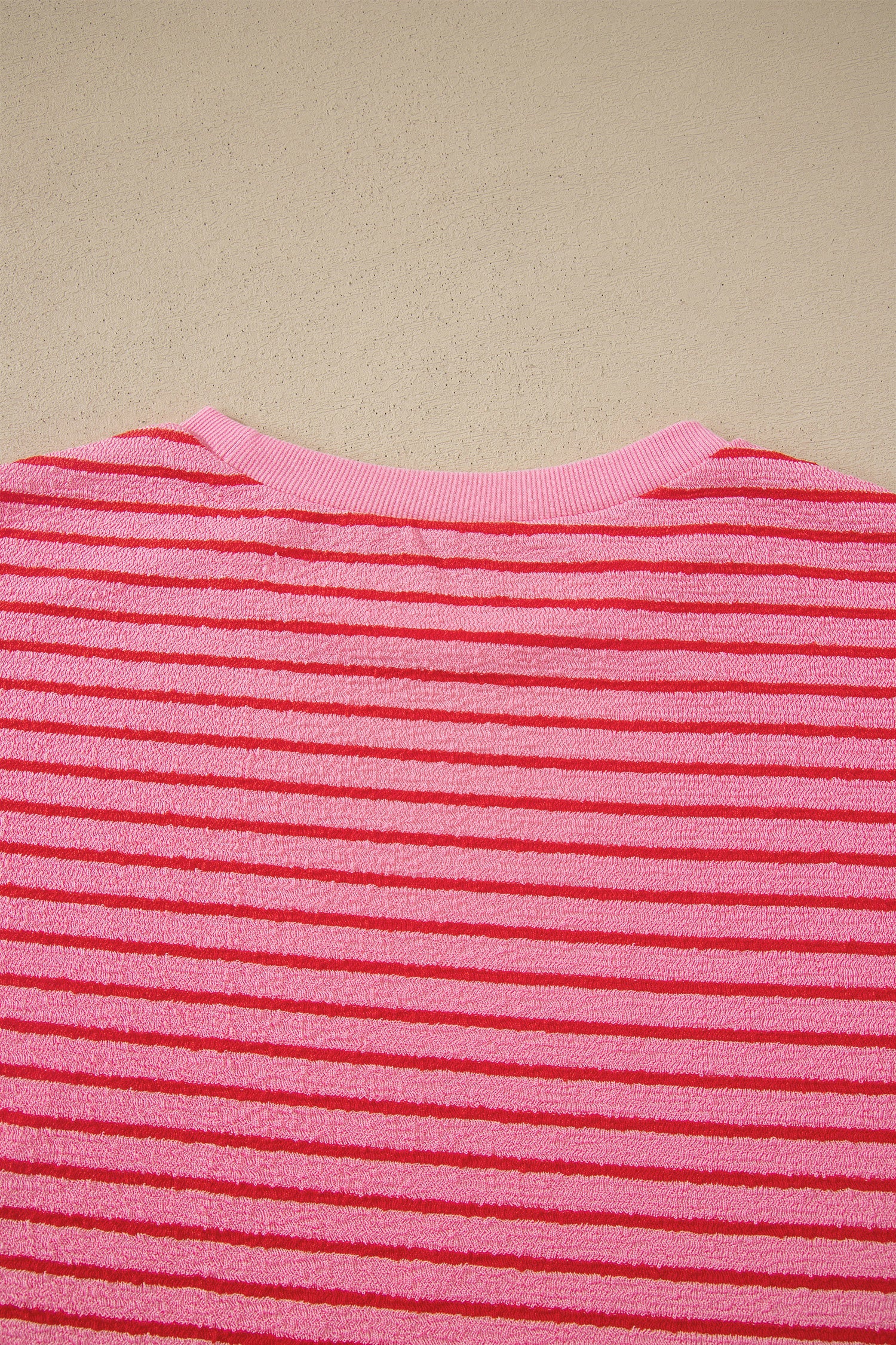 Rose Stripe Side Split Knit Tee Drawstring Shorts Set
