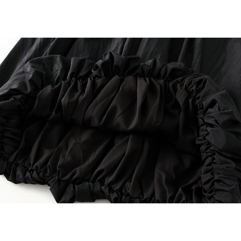 Sure! Here is an optimized title for your clothing product in English:

"Chic Solid Color Elastic Waist A-Line Lantern Sk