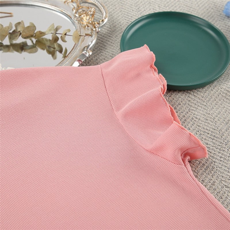 Solid Color Knit Short Sleeve Shorts Pajama Set