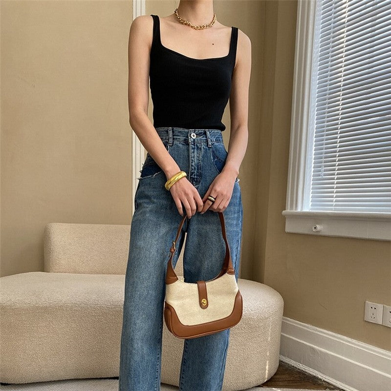 Padded V-Neck Wide Strap Tank Top