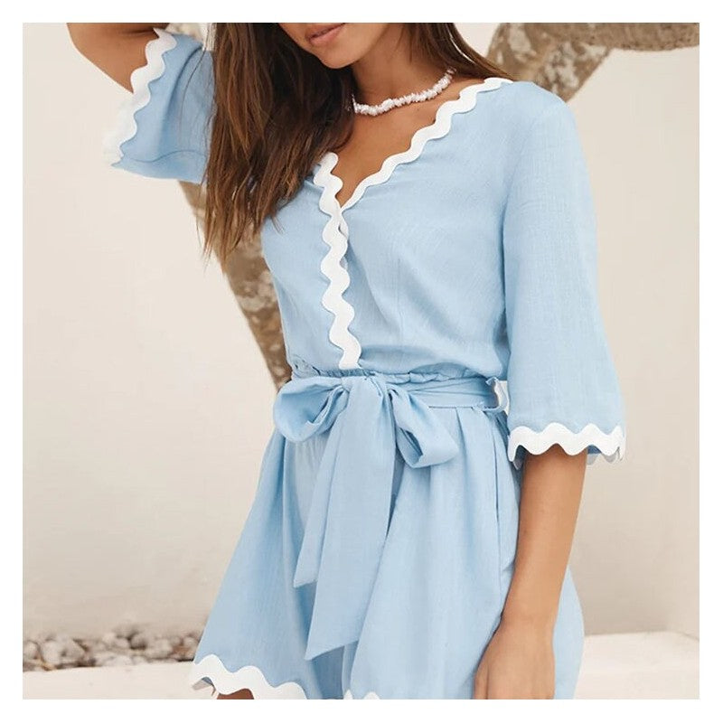 Solid Color Casual Jumpsuit Shorts