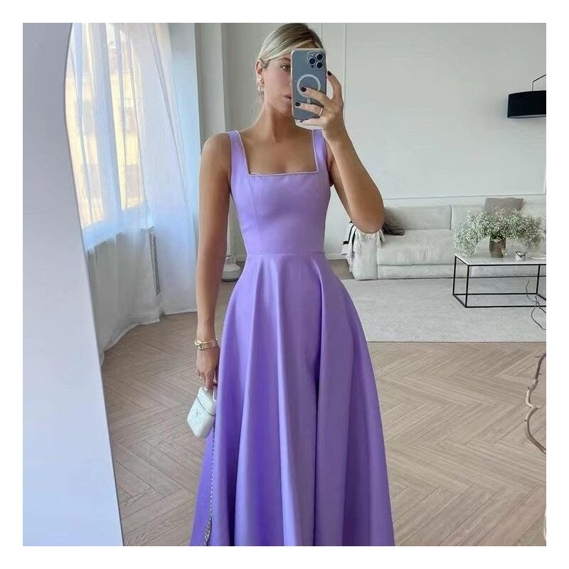 Satin Off-Shoulder Ball Gown with Waist Cinching