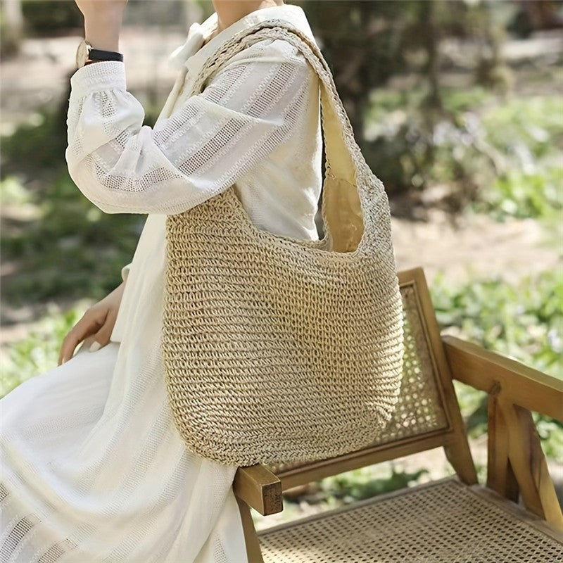 Straw Woven Beach Shoulder Bag - Classic Design