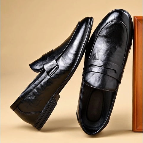Men's Business Formal Leather Dress Shoes | Slip-On Oxford | Black & Brown