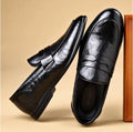 Men's Business Formal Leather Dress Shoes | Slip-On Oxford | Black & Brown