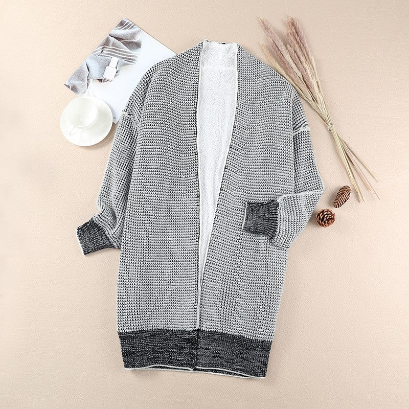 Oversized Solid Color Long Knit Sweater With Fleece Lining