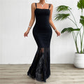 Stylish Lace Sling Dress in Solid Color