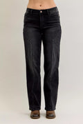Mid Rise Straight Western Seam Detail Jeans