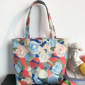 Fresh Floral Grid Cloth Tote: A Stylish and Artistic Accessory