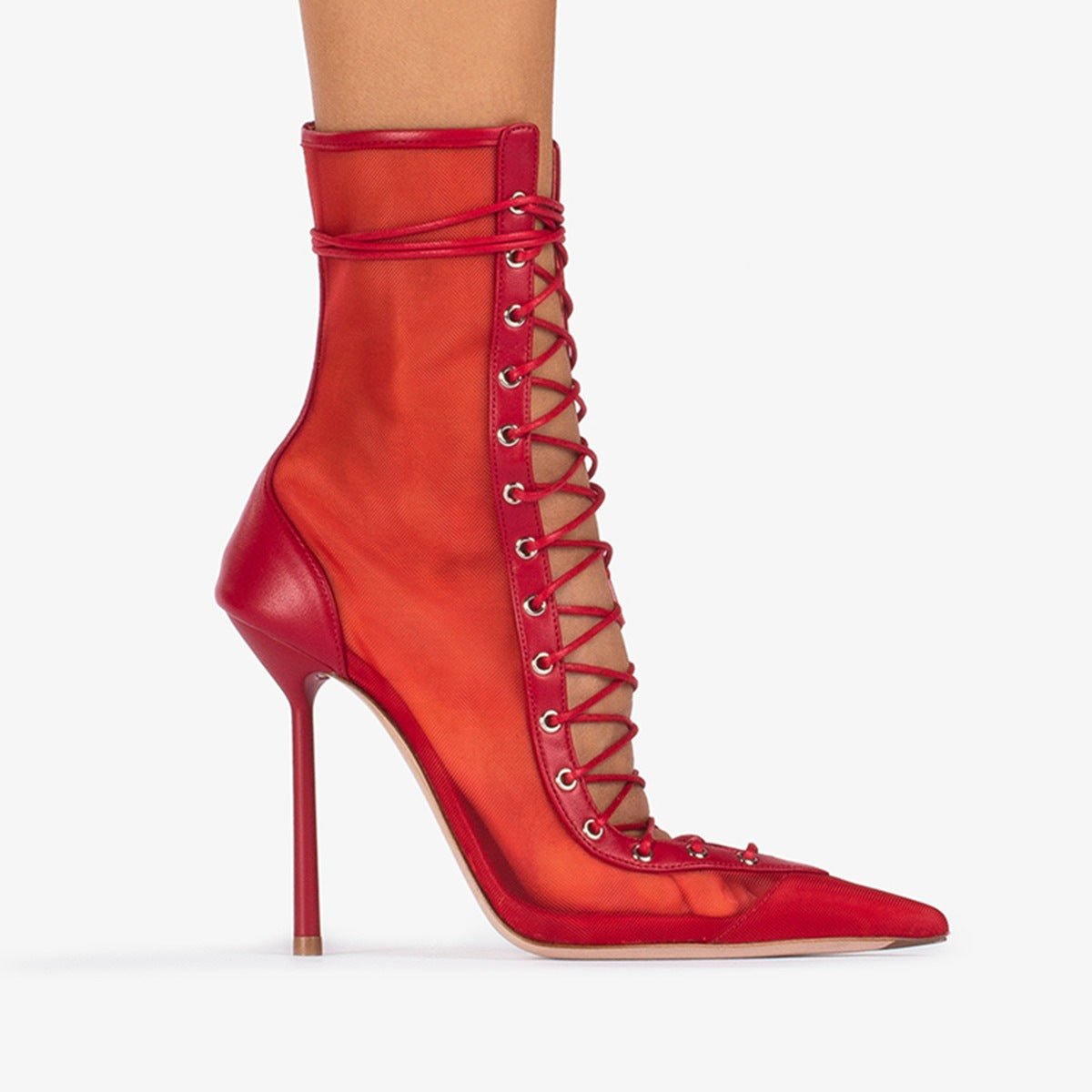 Women's Mesh Patent Leather Stiletto High-Heel Sandals | Pointed Toe Back Zipper | Sizes 35–45