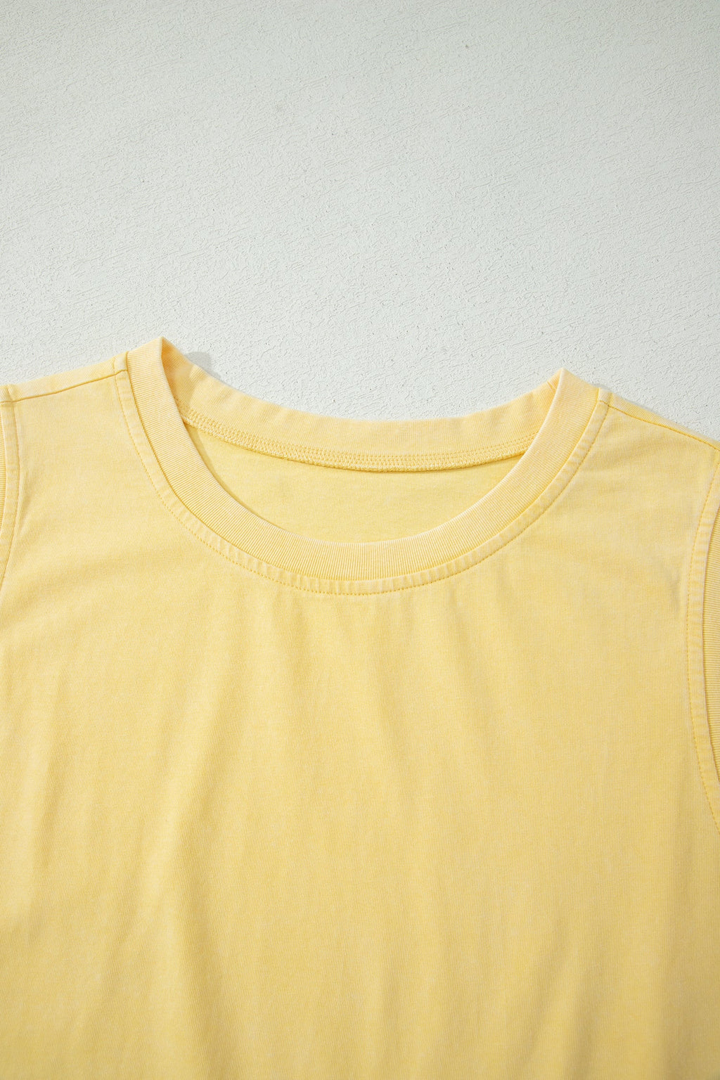 Yellow Cream 2 Pieces Mineral Wash Cotton Tank Top Lined Split Skort Set