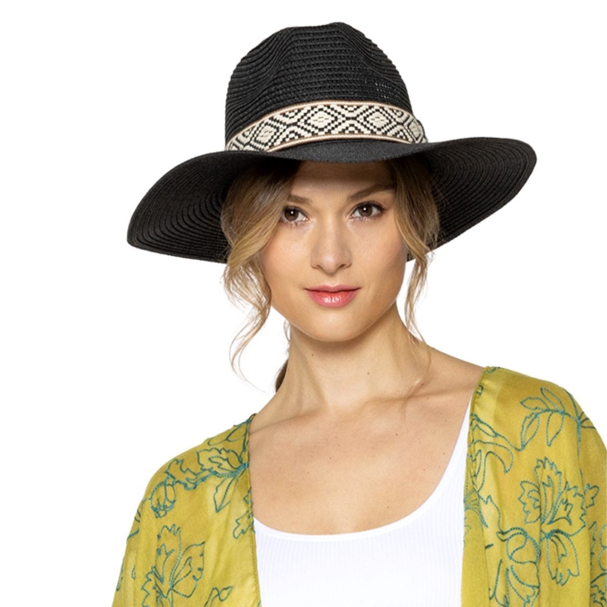 Fedora Hat Black Straw Panama Stylish Casual Accessory