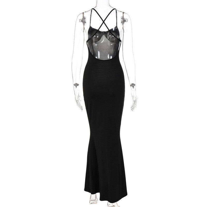 Halter Neck Backless Swing Dress in Solid Color