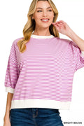 Striped Contrast Trim Banded Bottom Top