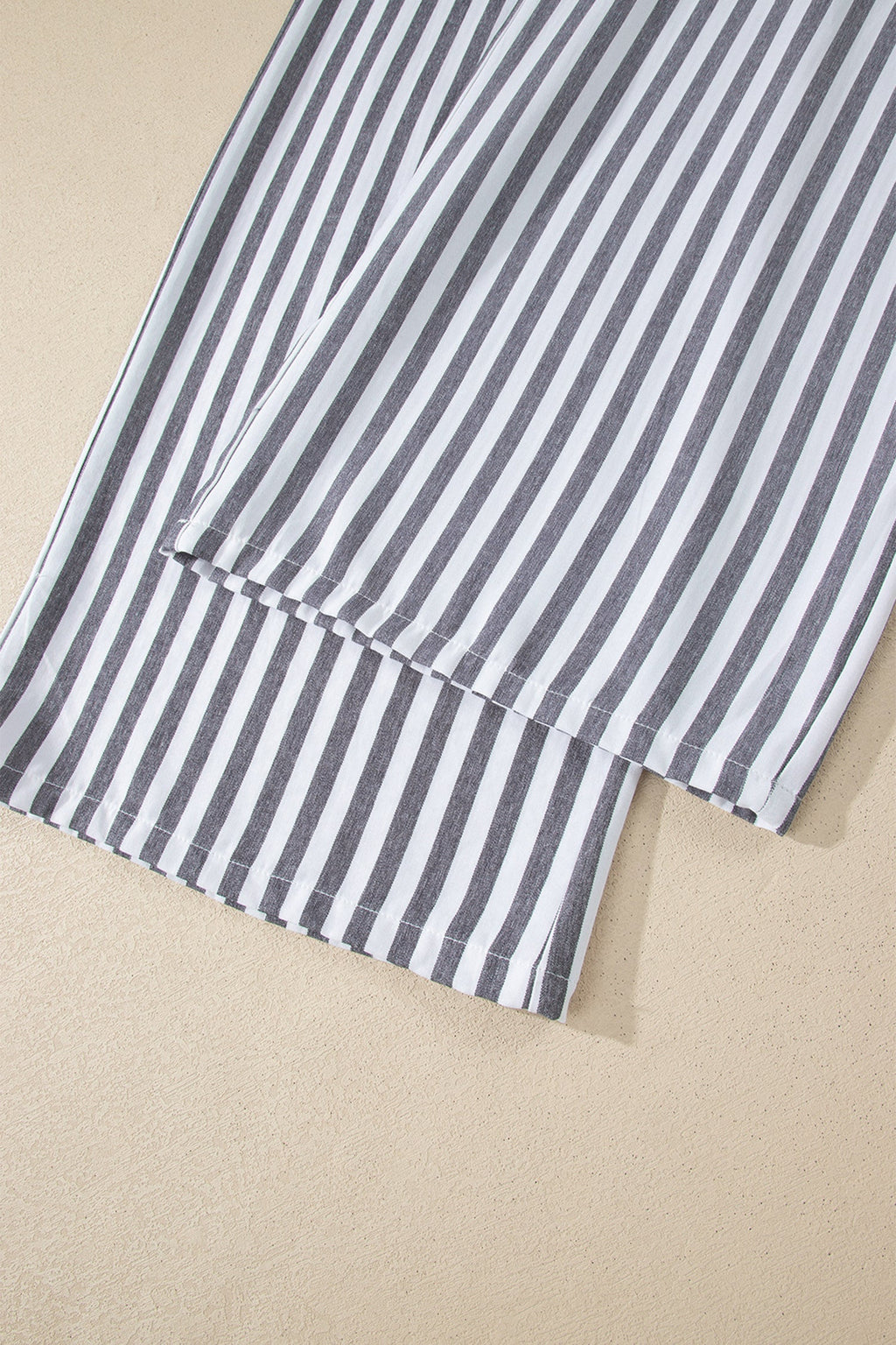 Black Stripe Shirred High Waist Loose Summer Pants