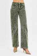 Tummy Control Mid Rise Straight Leg Corduroy Pants