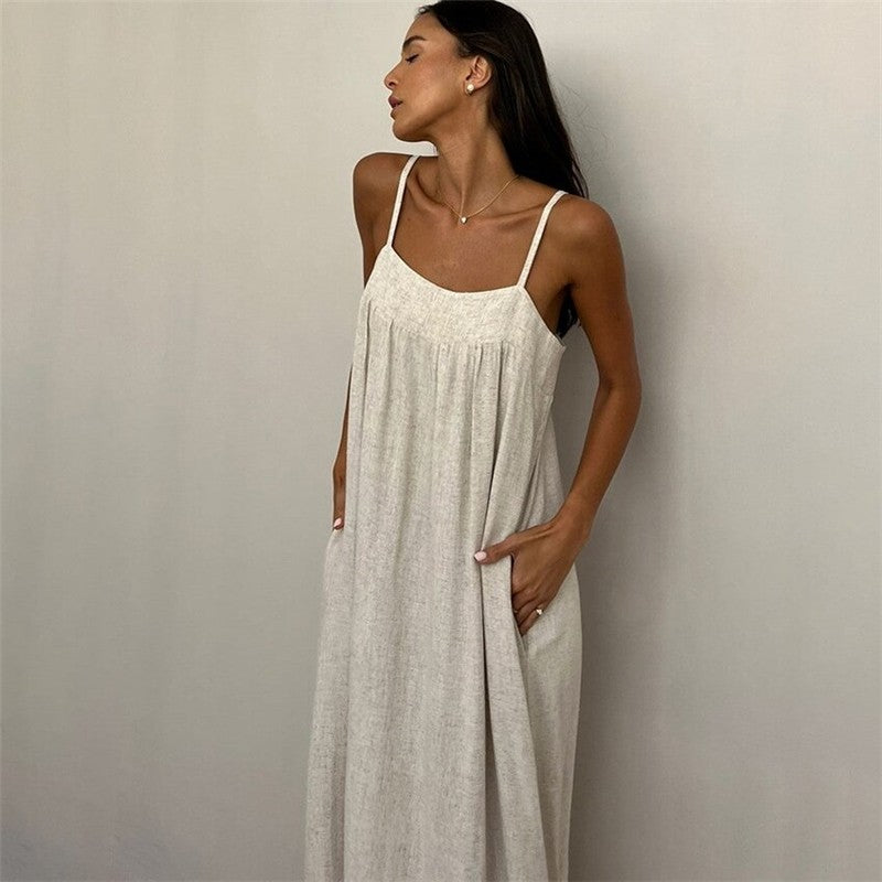 Soft Skin-Friendly Long Camisole Nightgown for Fashionable Comfort