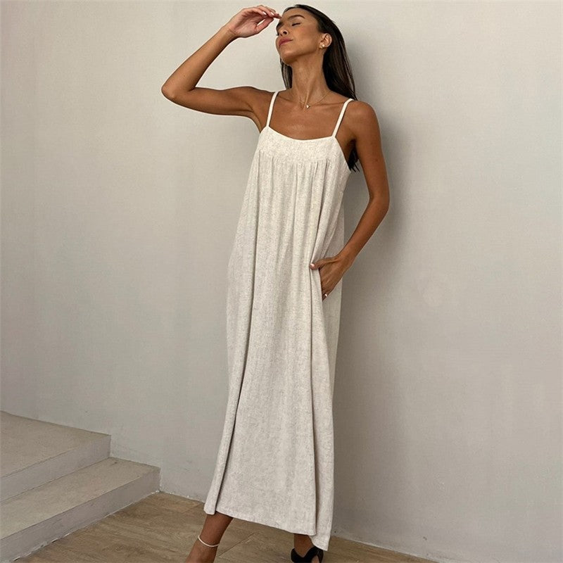 Soft Skin-Friendly Long Camisole Nightgown for Fashionable Comfort