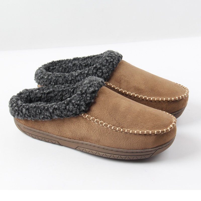 Men's Cotton Slippers Winter Indoor Outdoor Warm Fleece Lined House Shoes