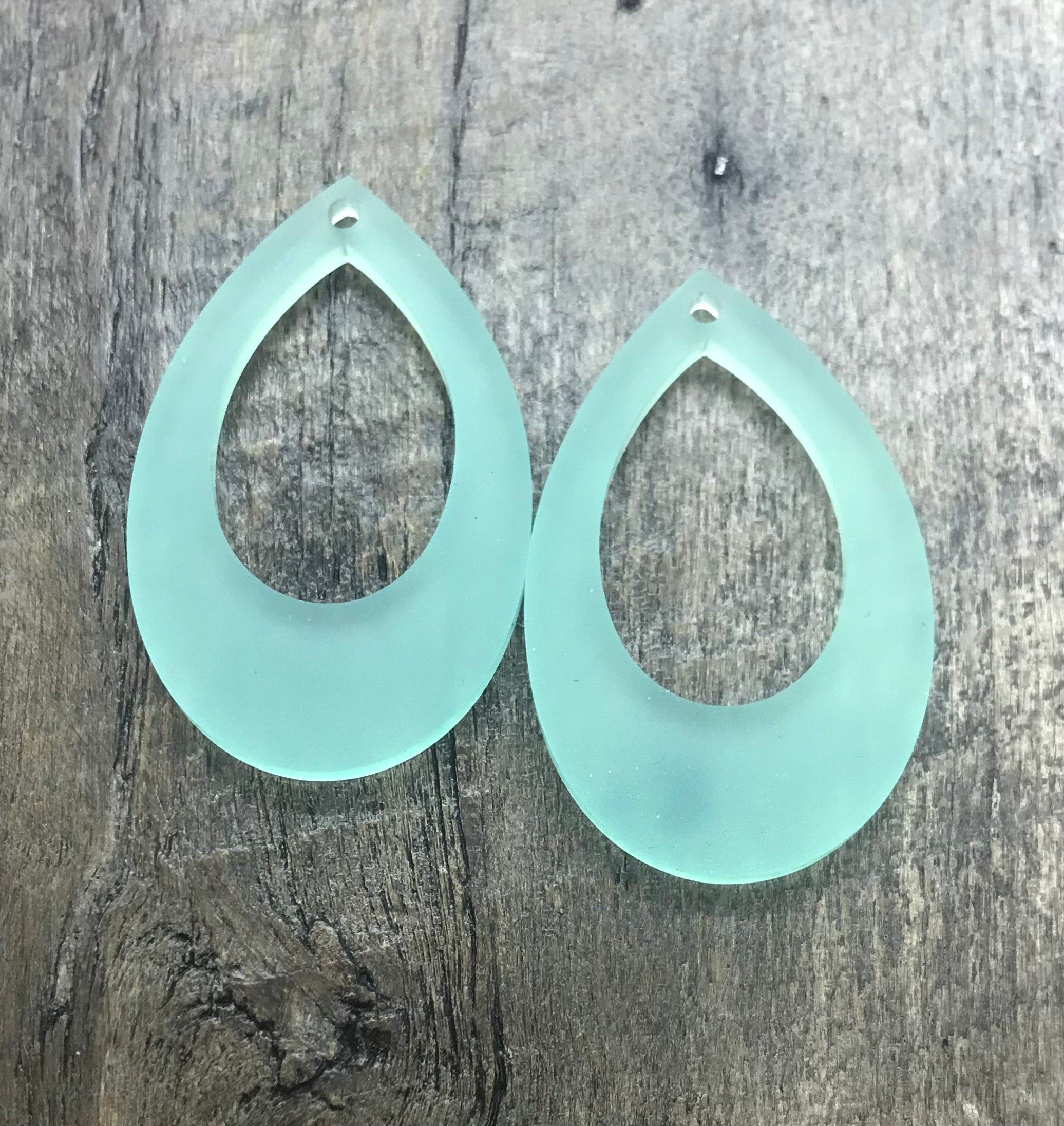 Frosted Amazonite Green Acrylic  Hoop Pair - Blanks - CB&CO